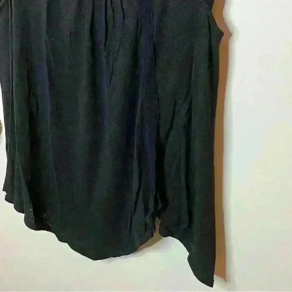 Free People High Low Slit Shirt Women XS Black Oversized Cap Sleeve - Picture 4 of 7